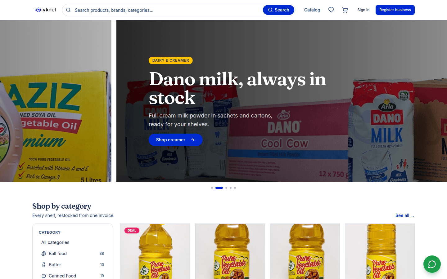 Iyknel: A wholesale FMCG ordering platform: businesses order, invoice, pay and track dispatch in one place.